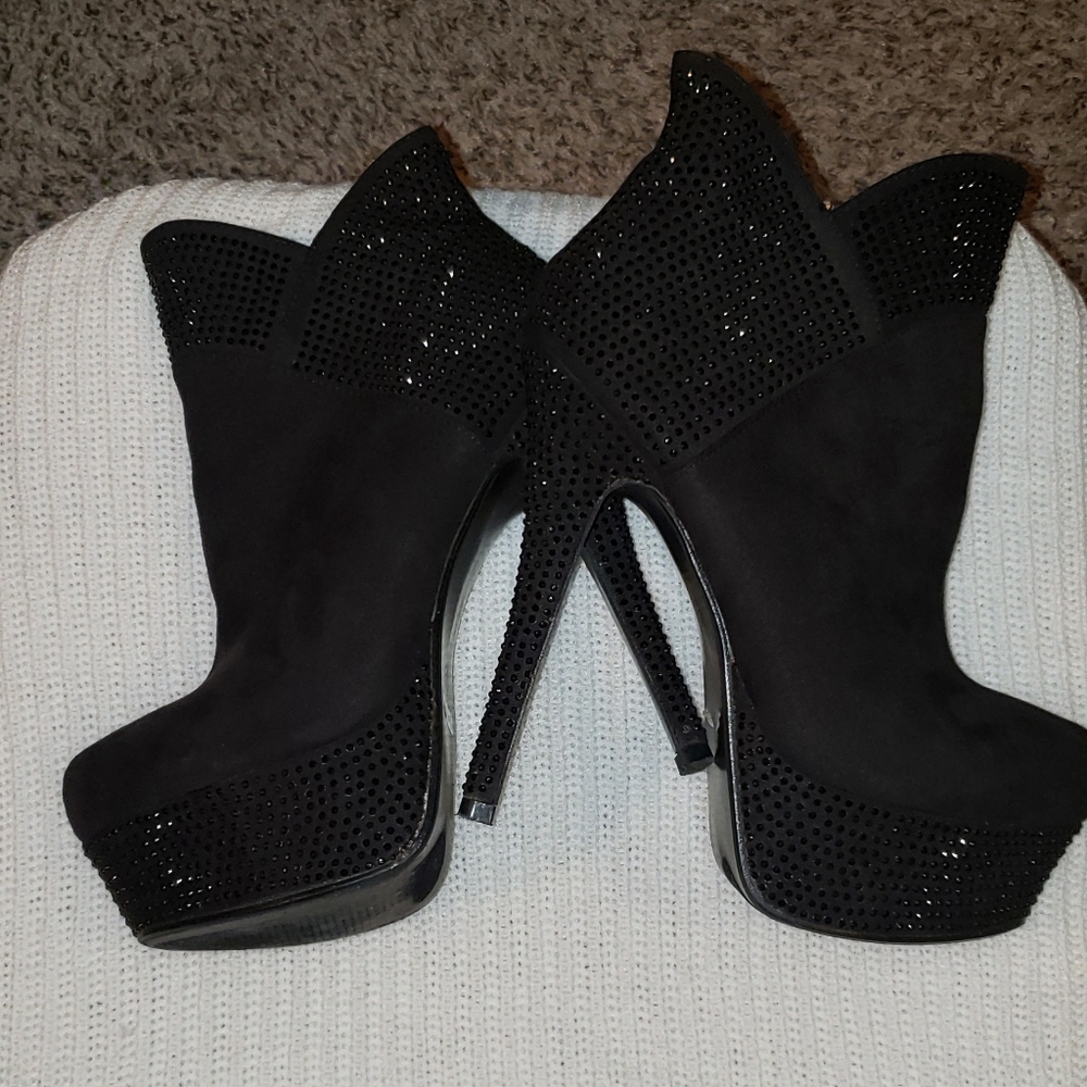 All Black high heel boots